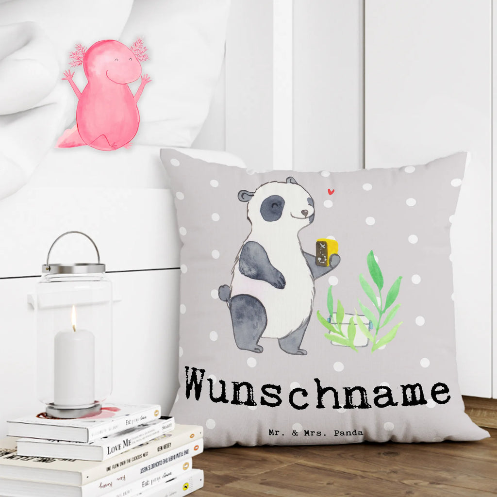 Personalisiertes Kissen Panda Geocaching personalisiert, Name, bedrucken, Kopfkissen, Wunschname, Kissen, Geschenk, Sport, Sportart, Hobby, Schenken, Danke, Dankeschön, Auszeichnung, Gewinn, Sportler, Schatzsuchen, Opencaching, GPS Schnitzeljagd, Geocaching