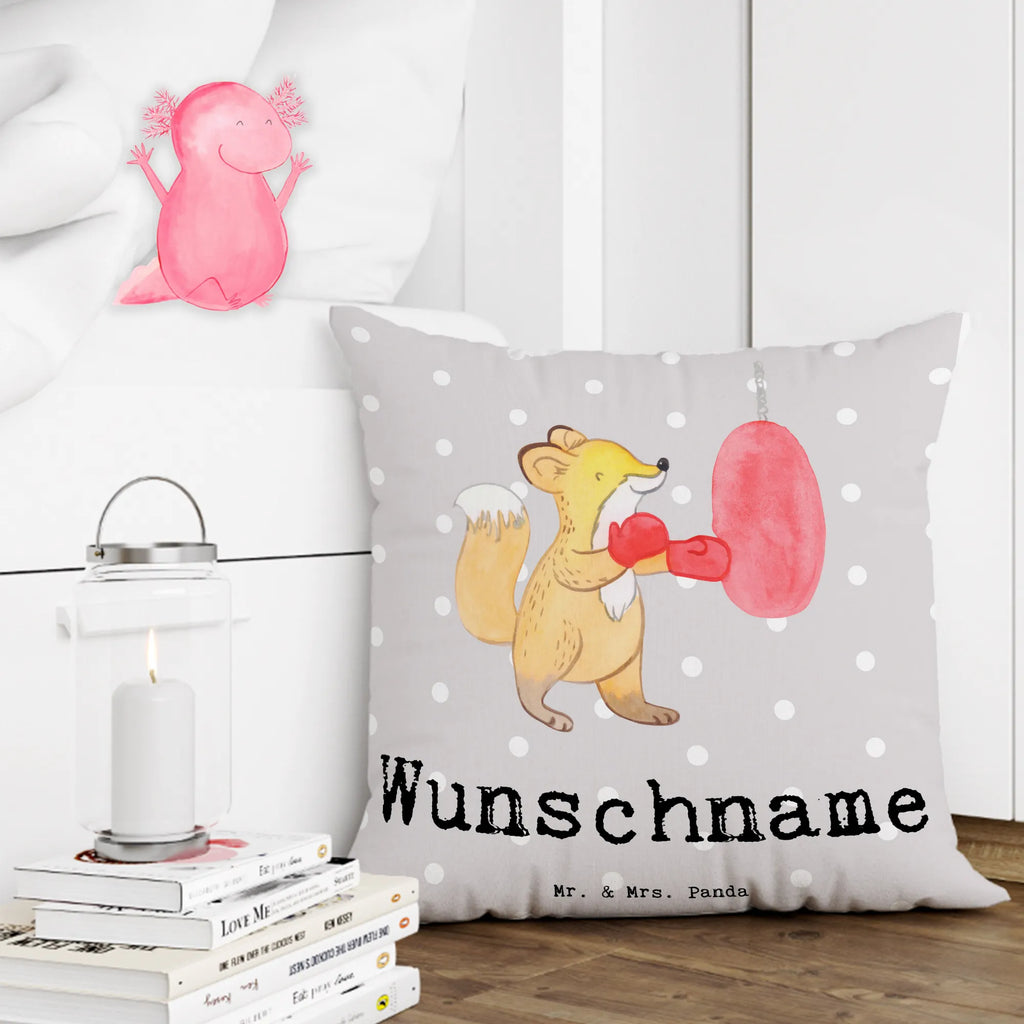 Personalised cushion Fox boxing Gift, sport, hobby, giving, thank you, award, profit, athlete, boxing match, boxing, boxing training