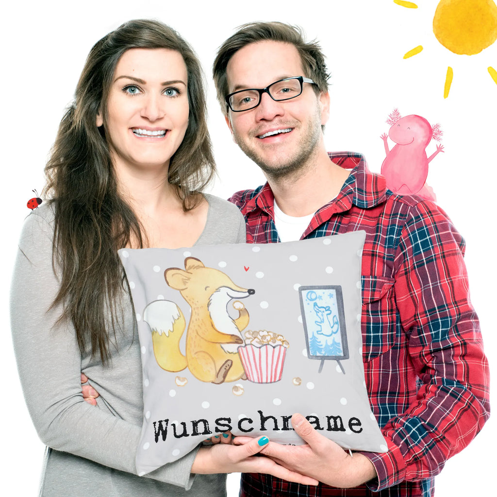 Personalised cushion Fox watch movies Gift, sport, hobby, giving, thank you, award, profit, athlete, TV, watching movies, television, Movie night, cinema