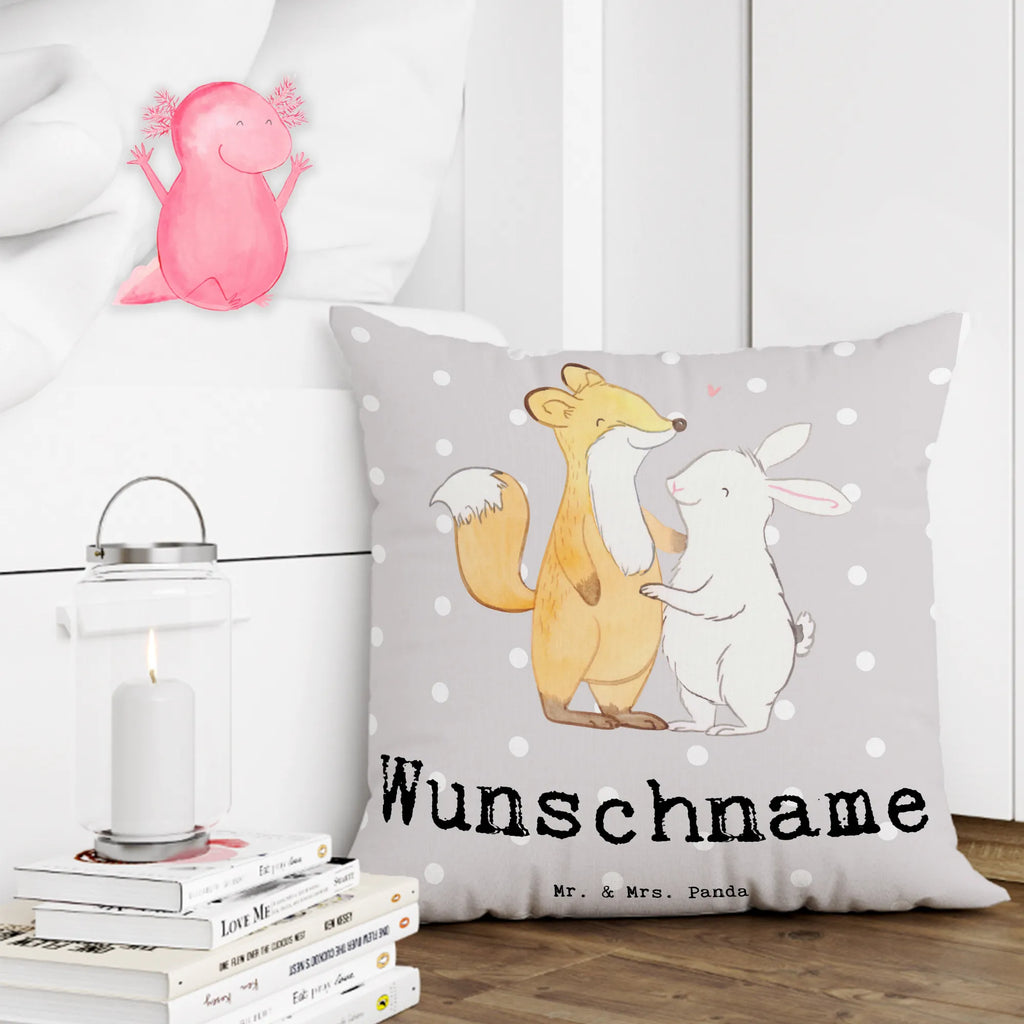 Personalised cushion fox rabbit meet friends Gift, sport, hobby, giving, thank you, award, profit, athlete, meet friends