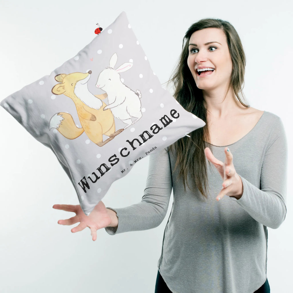 Personalised cushion fox rabbit meet friends Gift, sport, hobby, giving, thank you, award, profit, athlete, meet friends