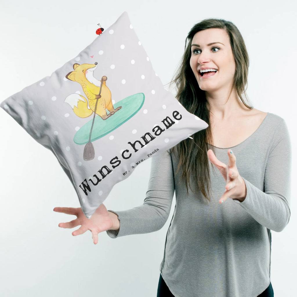 Personalised cushion Fox Stand up paddling Gift, sport, hobby, giving, thank you, award, profit, athlete, Stand Up Paddling, SUB, stand up paddle, Paddle Boarding, subben