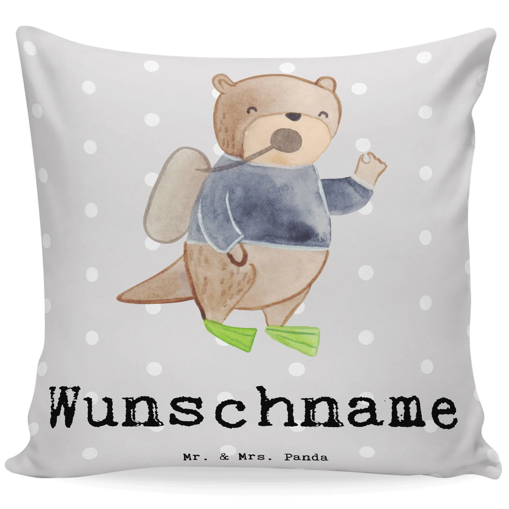 Personalisiertes Kissen Tauchlehrer mit Herz personalisiert, Wunschname, Kopfkissen, Kissen, bedrucken, Name, Beruf, Ausbildung, Jubiläum, Abschied, Rente, Kollege, Kollegin, Geschenk, Schenken, Arbeitskollege, Mitarbeiter, Firma, Danke, Dankeschön