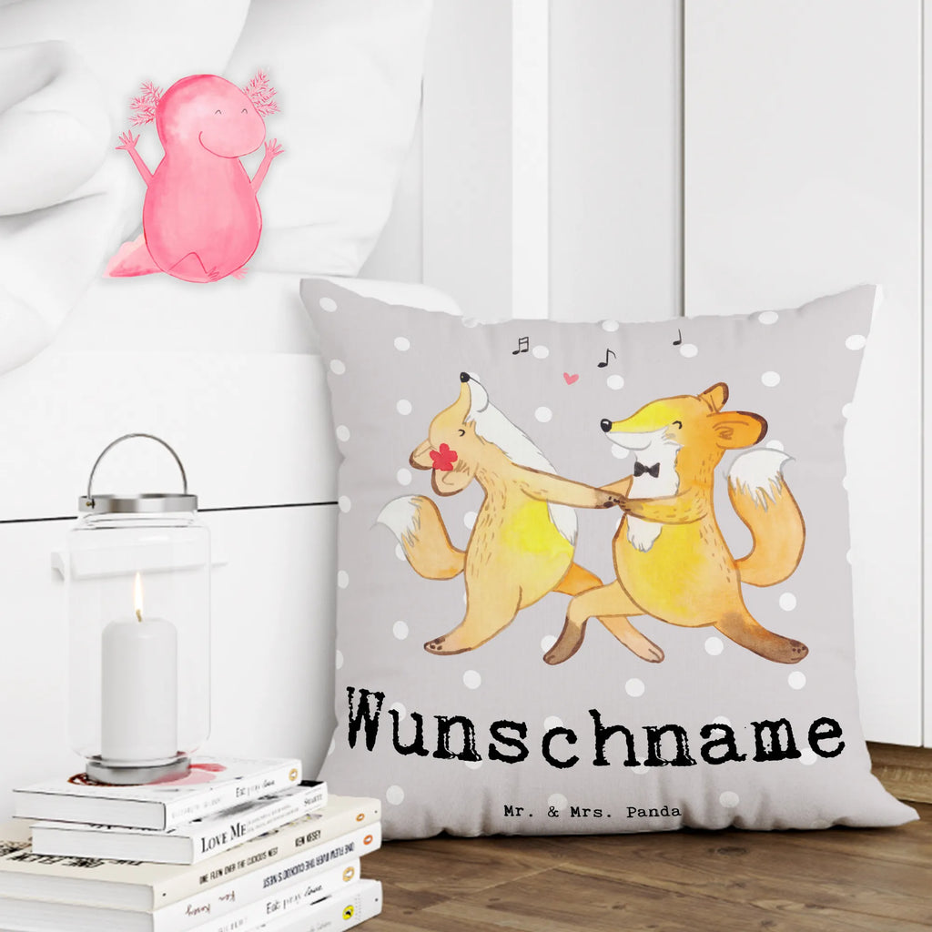 Personalised cushion foxes dancing salsa Gift, sport, hobby, giving, thank you, award, profit, athlete, dancing salsa, dance class, dance school, dancing