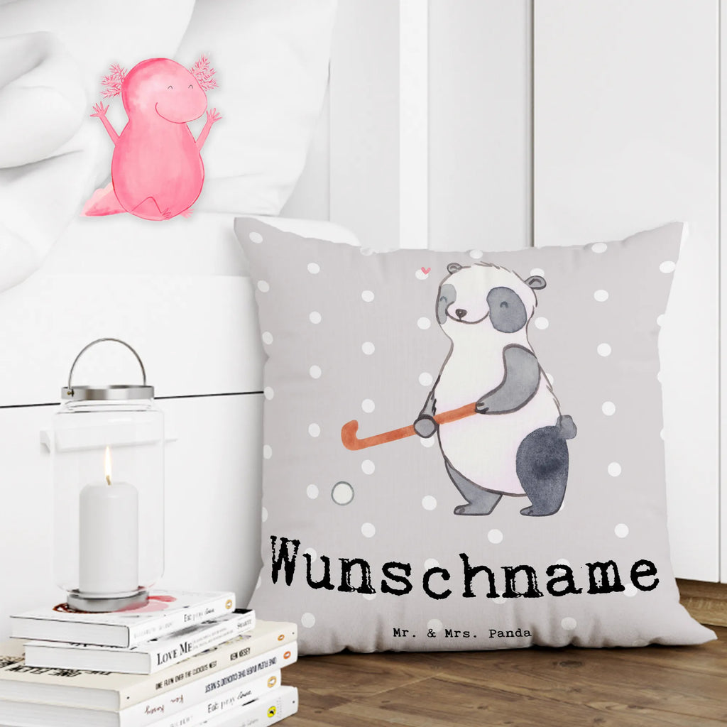 Personalizowana poduszka Panda grać w hokej Prezent, Sport, Dyscyplina sportowa, Hobby, Darować, Dziękuję, Dzięki, Wyróżnienie, Wygrana, Sportowiec