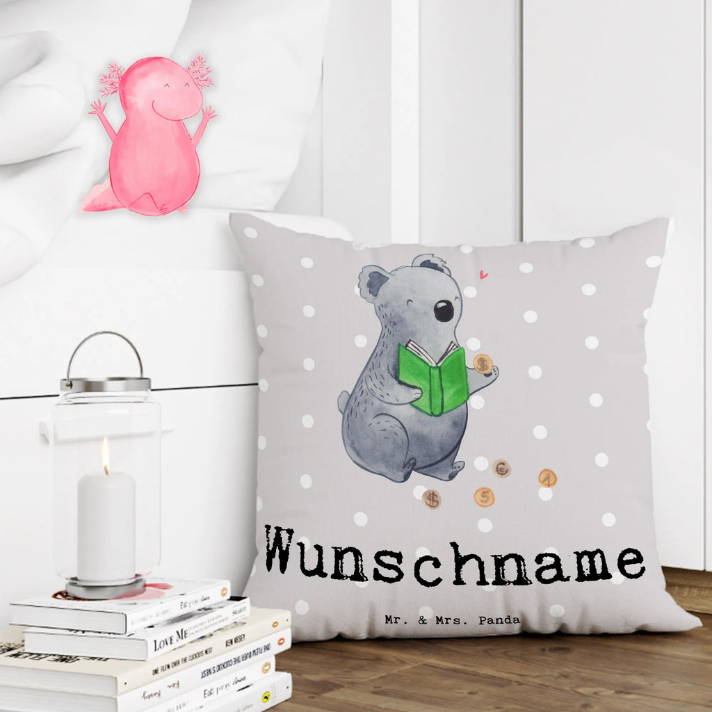 Personalised cushion Koala bear collect coins Gift, sport, hobby, giving, thank you, award, profit, athlete, Collecting coins, coins from all over the world, numismatics
