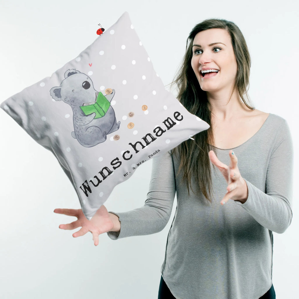 Personalised cushion Koala bear collect coins Gift, sport, hobby, giving, thank you, award, profit, athlete, Collecting coins, coins from all over the world, numismatics