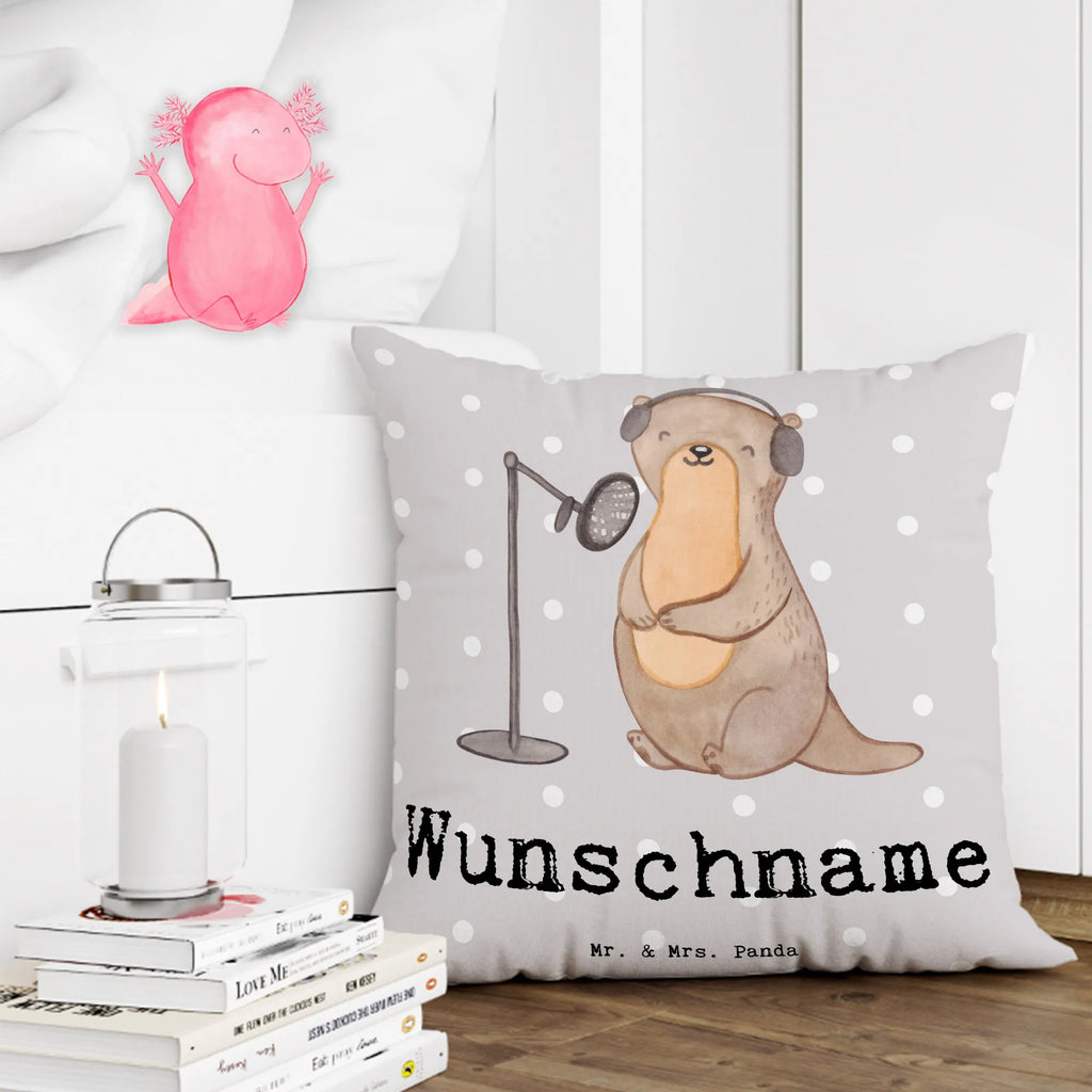 Personalised cushion otter Record Podcast Gift, sport, hobby, giving, thank you, award, profit, athlete, podcaster, Record podcast, produce podcast