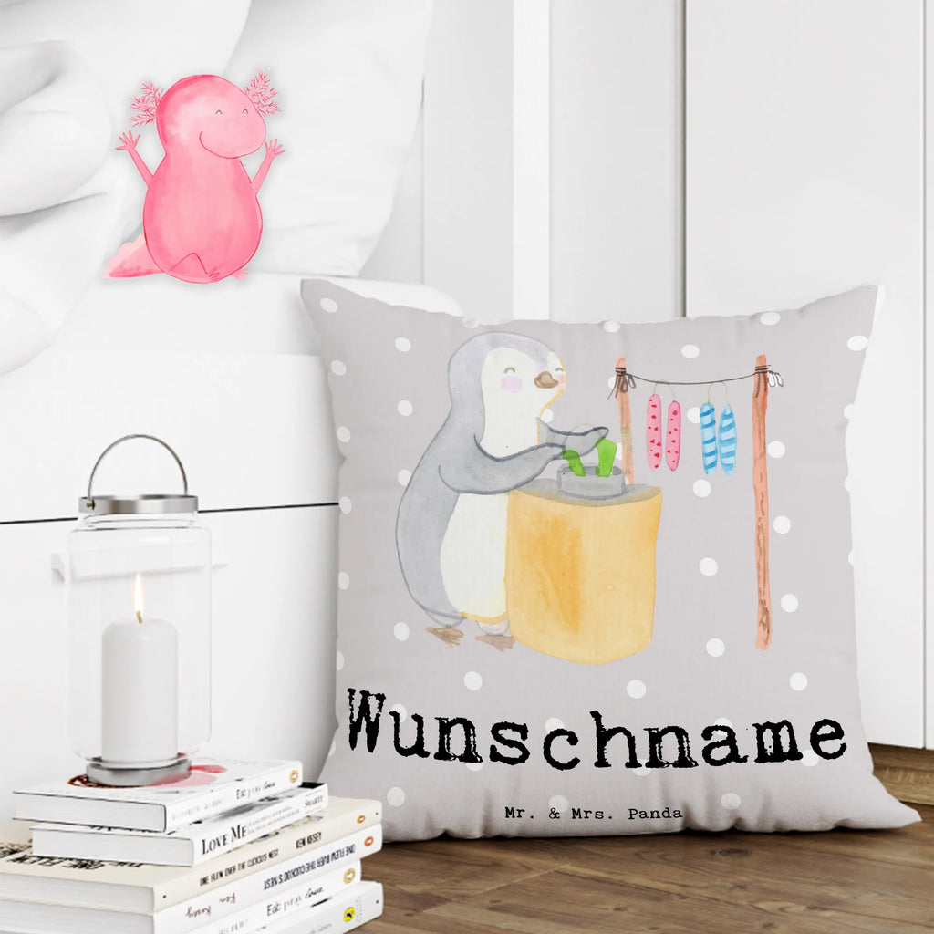 Personalised cushion penguin candle making Gift, sport, hobby, giving, thank you, award, profit, athlete, Candle making, make decorations, candle making. DIY