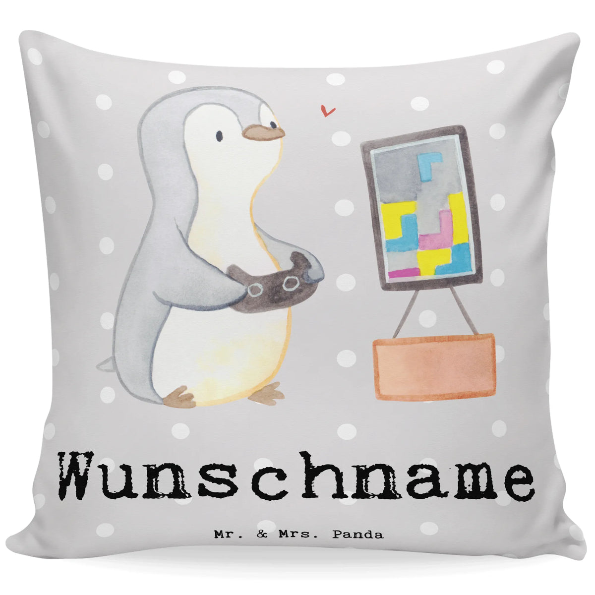 Personalised cushion penguin Gamble Gift, sport, hobby, giving, thank you, award, profit, athlete, video games, Gambling, gaming