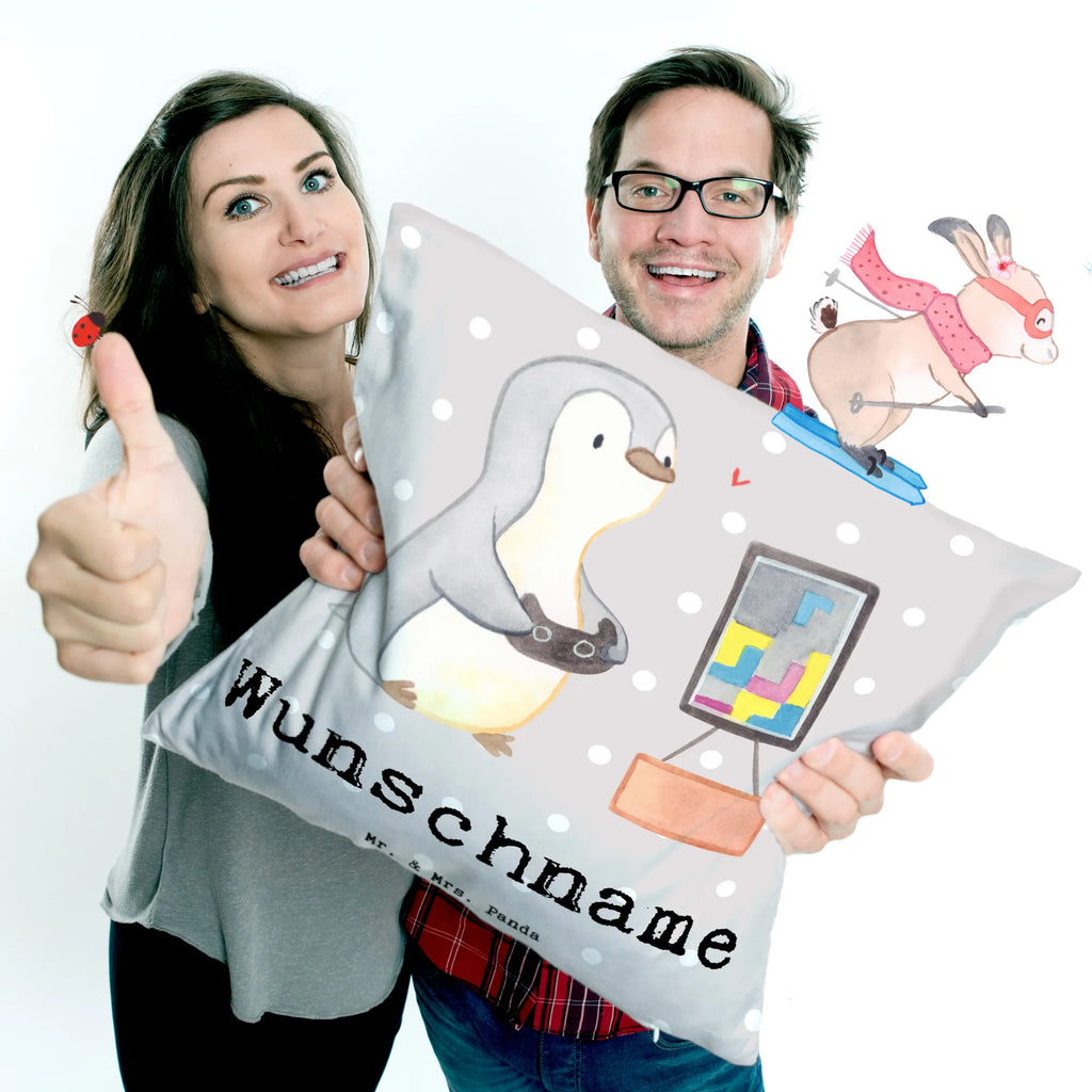 Personalised cushion penguin Gamble Gift, sport, hobby, giving, thank you, award, profit, athlete, video games, Gambling, gaming