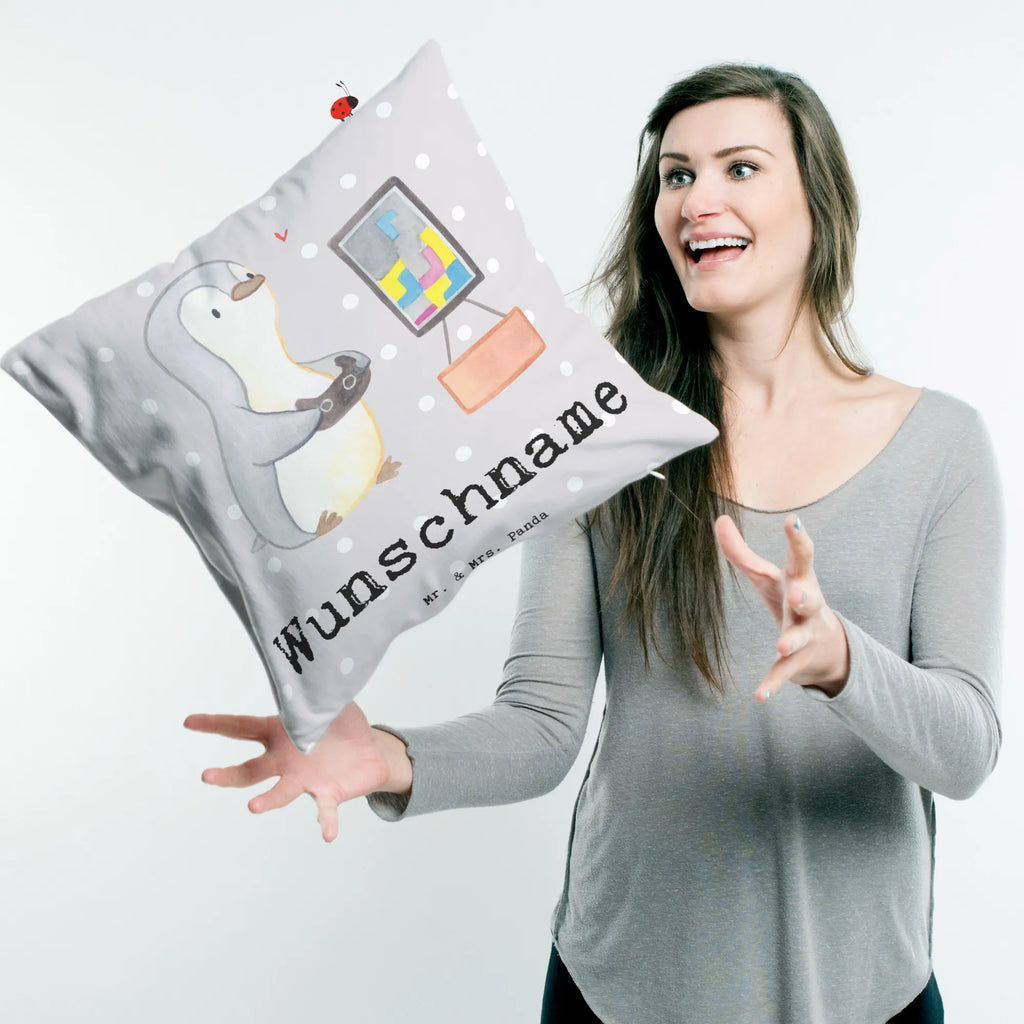 Personalised cushion penguin Gamble Gift, sport, hobby, giving, thank you, award, profit, athlete, video games, Gambling, gaming