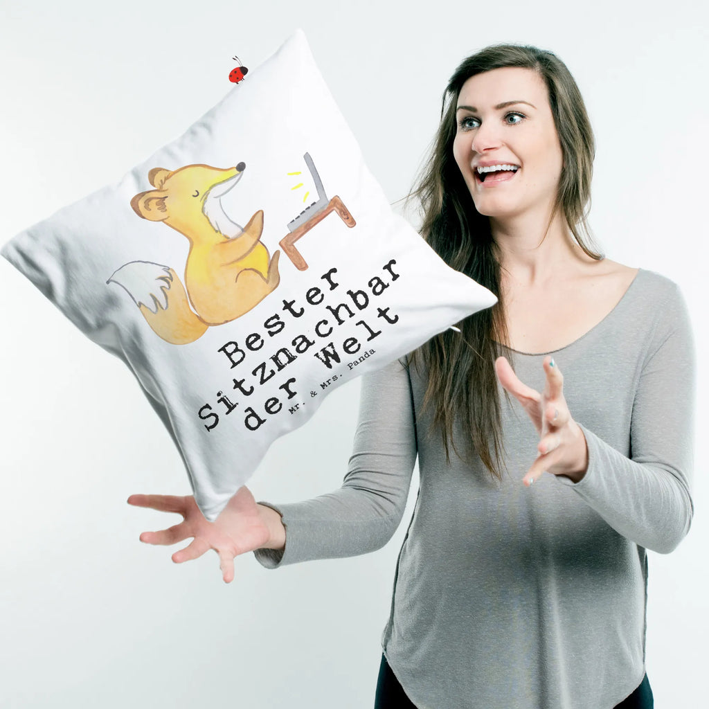 Cushion Fox Best seat neighbor in the world pillow case, 40 x 40, cushion, bedroom, settee, couch, pad, pillows, sofa, soft, fluffy, Pillow, bed, 40x40, for, thank you, gift, giving, birthday, birthday present, gift idea, souvenir, make you happy, gift tip, college, fellow student, classmate, chair neighbor, table neighbor, neighbor, university, Seat neighbor, school, seminar