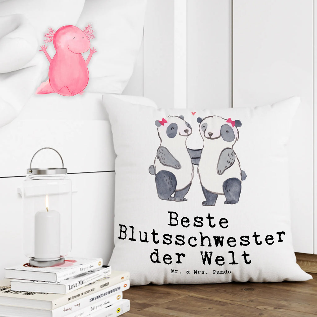 40x40 poduszka Panda Najlepsza siostra od krwi na świecie dla, Dziękuję, Prezent, Wręczyć, Urodziny, Prezent urodzinowy, Pomysł na prezent, Podziękować, Upominek, Sprawić radość, Tip na prezent