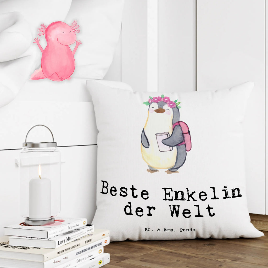 Cushion penguin Best granddaughter in the world pad, pillows, bed, bedroom, settee, 40x40, cushion, Pillow, fluffy, sofa, couch, 40 x 40, pillow case, soft, for, thank you, gift, giving, birthday, birthday present, gift idea, souvenir, make you happy, gift tip, granddaughter, child from daughter, grandpa, christening, Granddaughter, child from son, grandma, grandchild