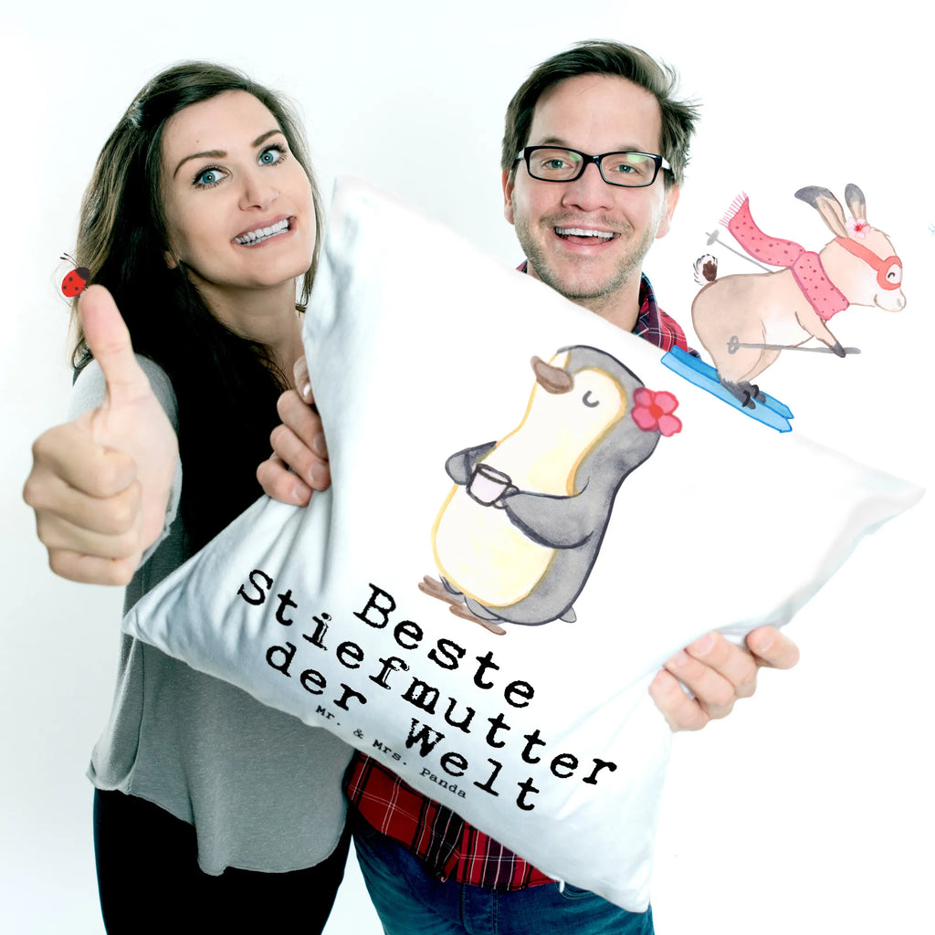 40x40 Kissen Pinguin Beste Stiefmutter der Welt Sofakissen, Zierkissen, Kissen, Couchkissen, Dekokissen Sofa, Dekokissen 40x40, Kopfkissen, Kissen 40x40 Waschbar, Kopfkissen 40x40, Kissenbezug 40x40, sofakissen, Kissenbezüge, Dekokissen, Kissenhülle 40x40, Kissen 40x40, sitzkissen, Motivkissen, Sofakissen 40x40, Kissenhülle, für, Dankeschön, Geschenk, Schenken, Geburtstag, Geburtstagsgeschenk, Geschenkidee, Danke, Bedanken, Mitbringsel, Freude machen, Geschenktipp, Mama, Muttertag, Mutter, Tochter, Sohn, Mami, Beste, Stiefmama, Stief Mutter, Mutti, Stiefmutter