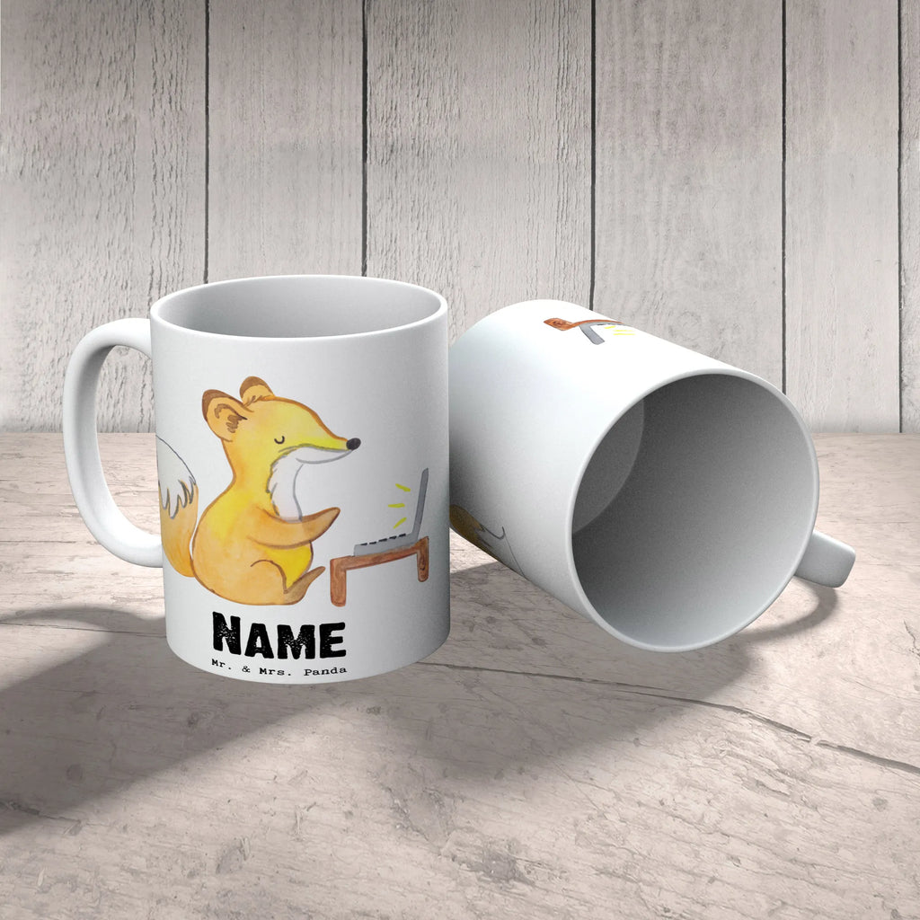 Personalised cup Fox Best colleague in the world for, thank you, gift, giving, birthday, birthday present, gift idea, souvenir, make you happy, gift tip, colleague, employee, fellow worker, Work colleague, farewell gift, office, profession, retirement, work