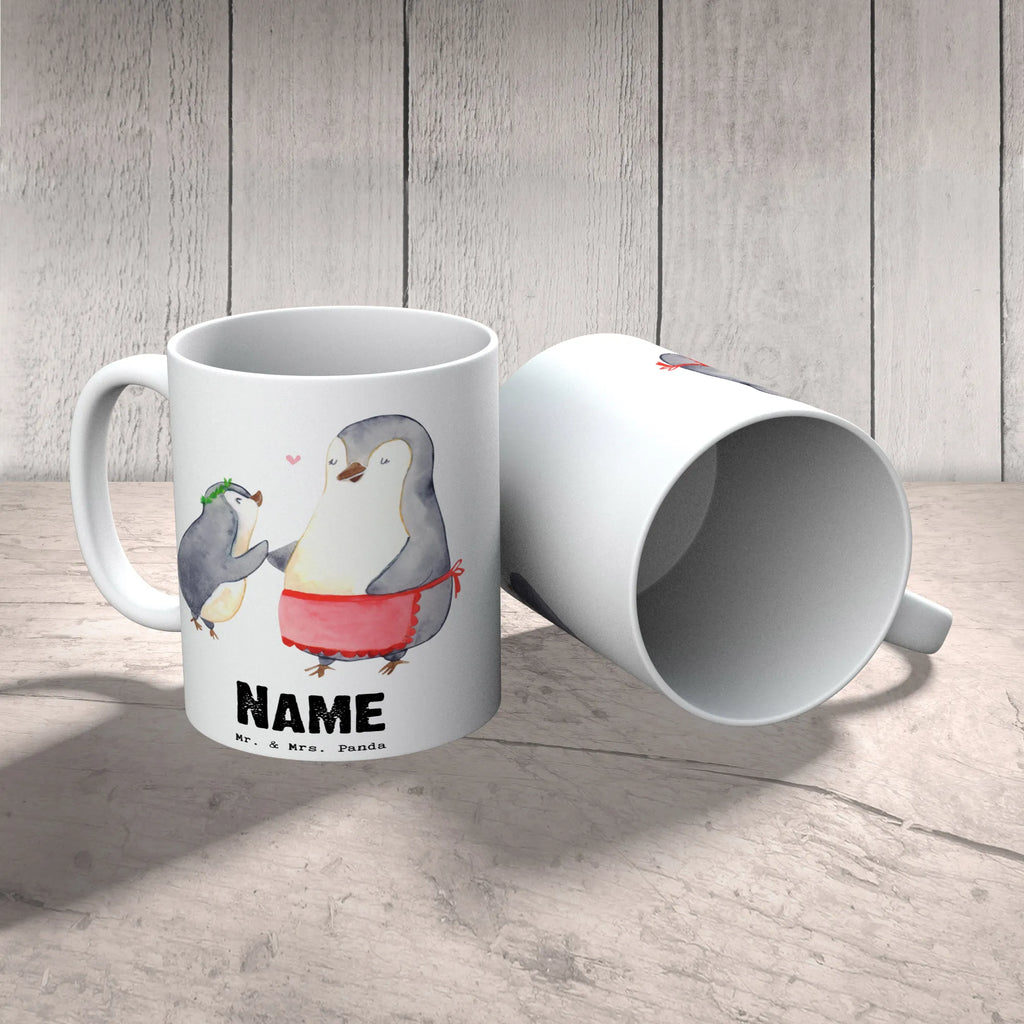Personalised cup penguin Best mom in the world for, thank you, gift, giving, birthday, birthday present, gift idea, souvenir, make you happy, gift tip, Thank You, Super Mom, Best Mom, Mother&#39;s Day, Son, Best, Mutti, Mama, Mother, Ma, Mommy, Daughter