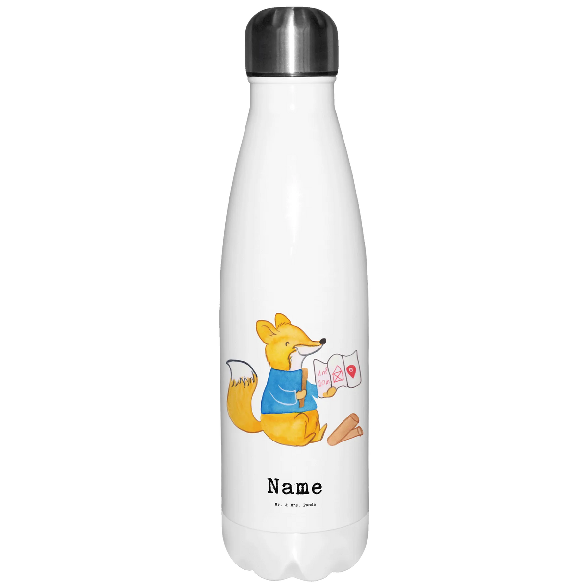 Personalised insulated bottle Construction draftsman heart gift, gift idea, best, farewell gift, passing exam, anniversary, retirement, promotion, job start, sayings, funny, profession