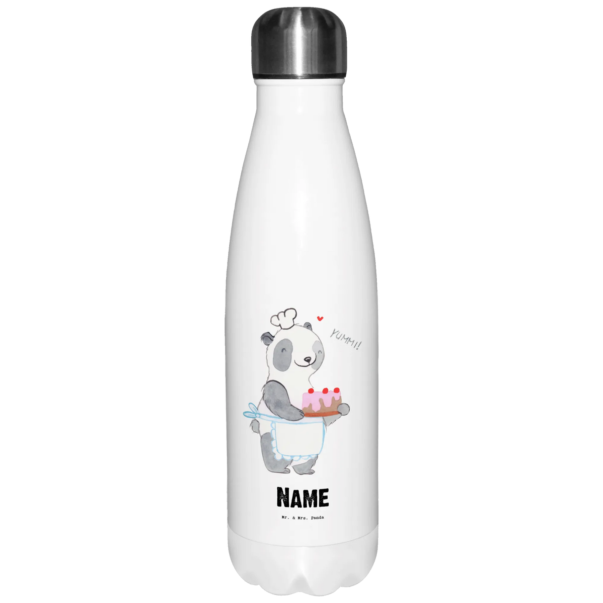Personalised insulated bottle panda Bake Gift, sport, hobby, giving, thank you, award, profit, athlete, bake cakes, bake, hobby baker