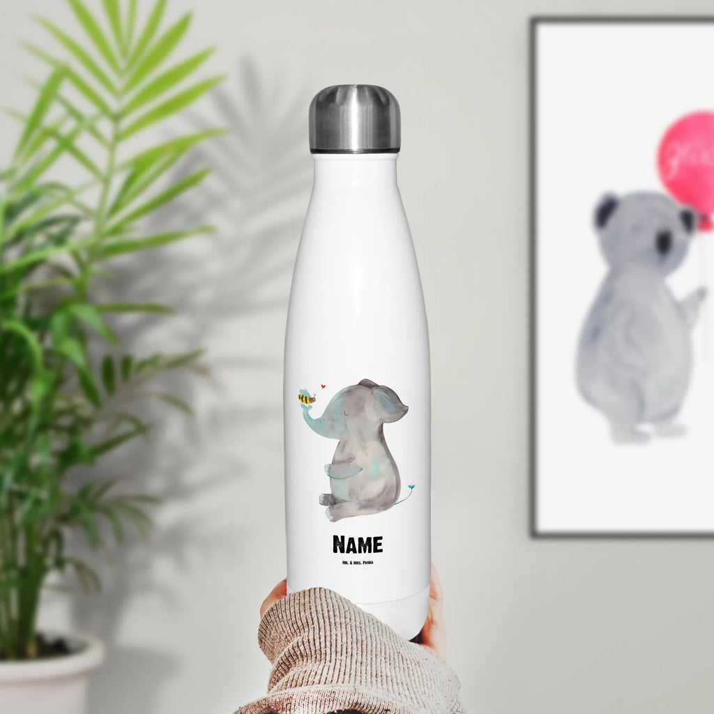 Personalised insulated bottle elephant bee small animals, cute, funny, cute animal motives, hand drawn, small world, funny sayings, good mood, happy, gifts, gift ideas, special gifts, animal lover, card, wedding gift, elephant, anniversary, love, marriage proposal, bee, love gift, love saying, proof of love