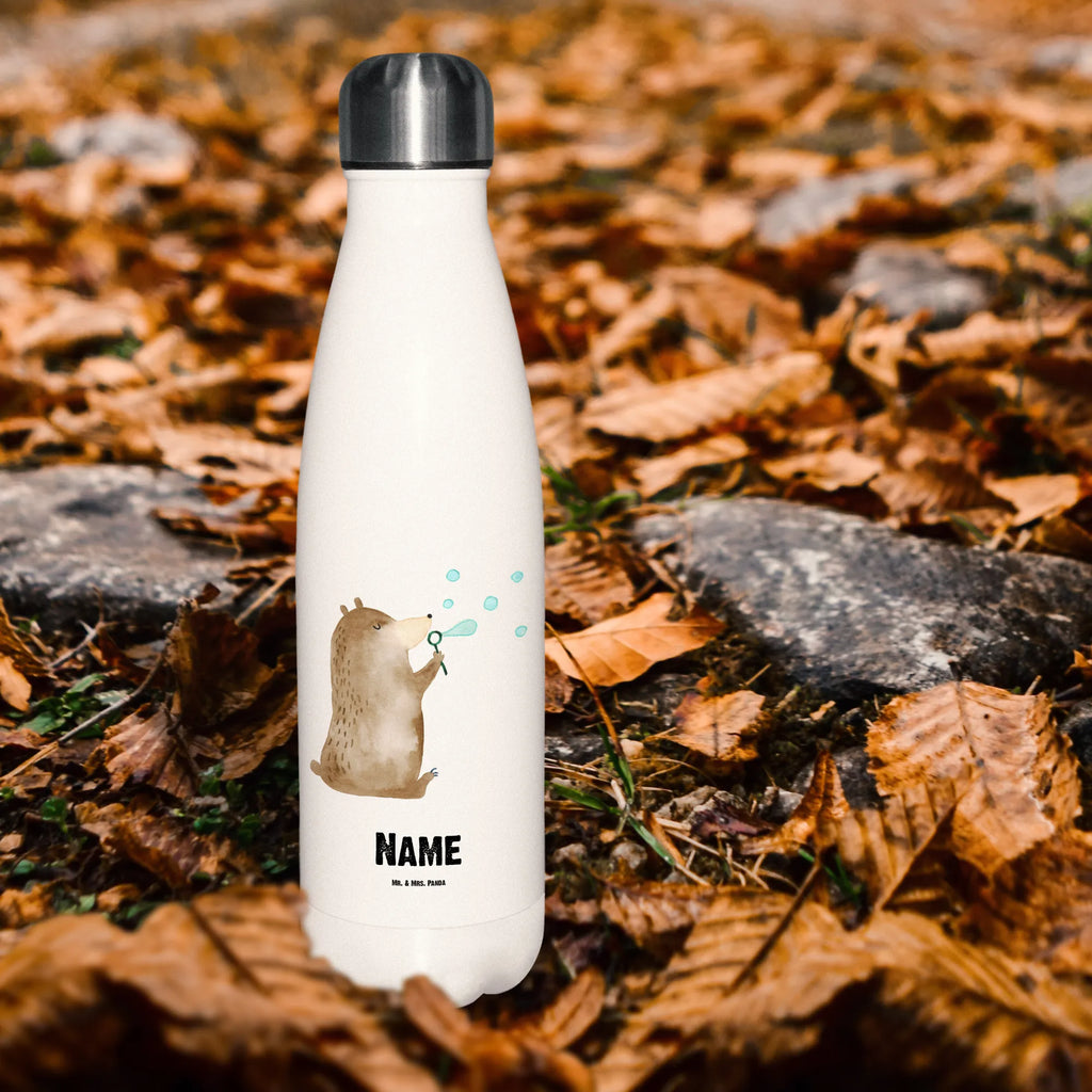 Personalised insulated bottle bear soap bubbles bear, teddy, teddy bear, cuddly toy, Soap Bubbles Bear Funny Being Happy Sad Happy