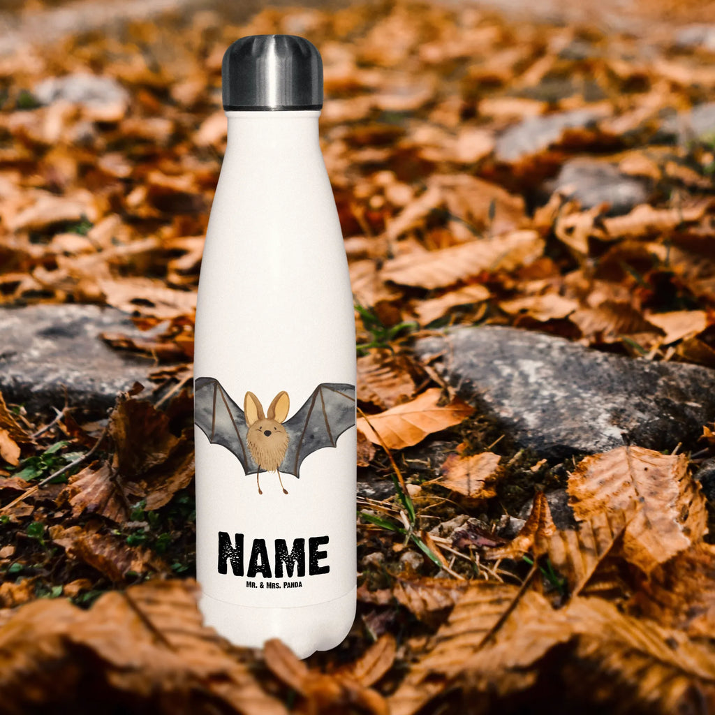Personalised insulated bottle bat wing small animals, cute, funny, cute animal motives, hand drawn, small world, funny sayings, good mood, happy, gifts, gift ideas, special gifts, animal lover, card