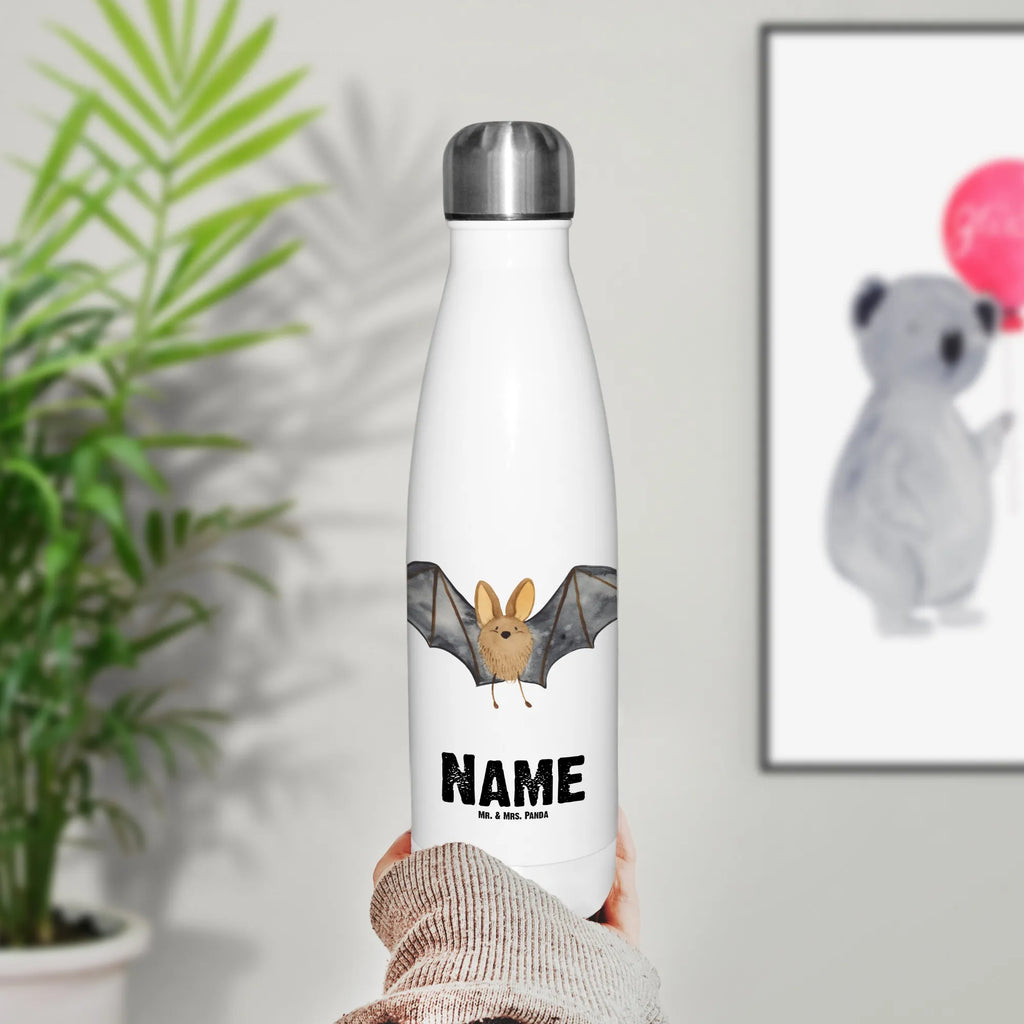 Personalised insulated bottle bat wing small animals, cute, funny, cute animal motives, hand drawn, small world, funny sayings, good mood, happy, gifts, gift ideas, special gifts, animal lover, card