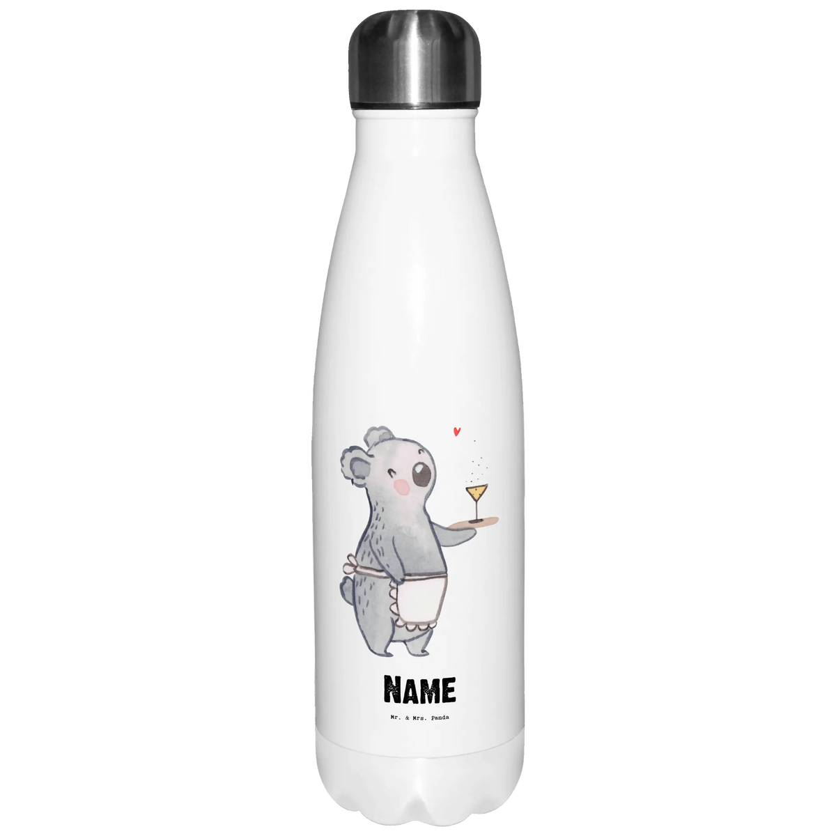 Personalised insulated bottle Waitress heart gift, gift idea, best, farewell gift, passing exam, anniversary, retirement, promotion, job start, sayings, funny, profession