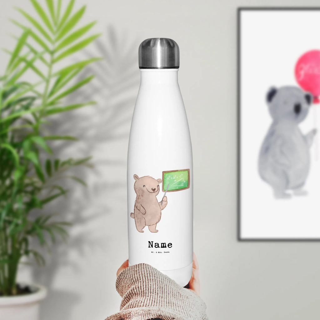 Personalised insulated bottle mathematician heart gift, gift idea, best, farewell gift, passing exam, anniversary, retirement, promotion, job start, sayings, funny, profession