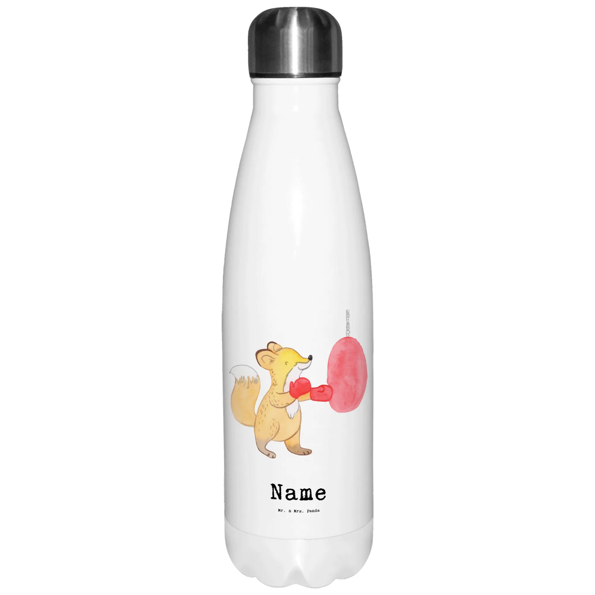 Personalised insulated bottle Fox boxing Gift, sport, hobby, giving, thank you, award, profit, athlete, boxing training, boxing match, boxing