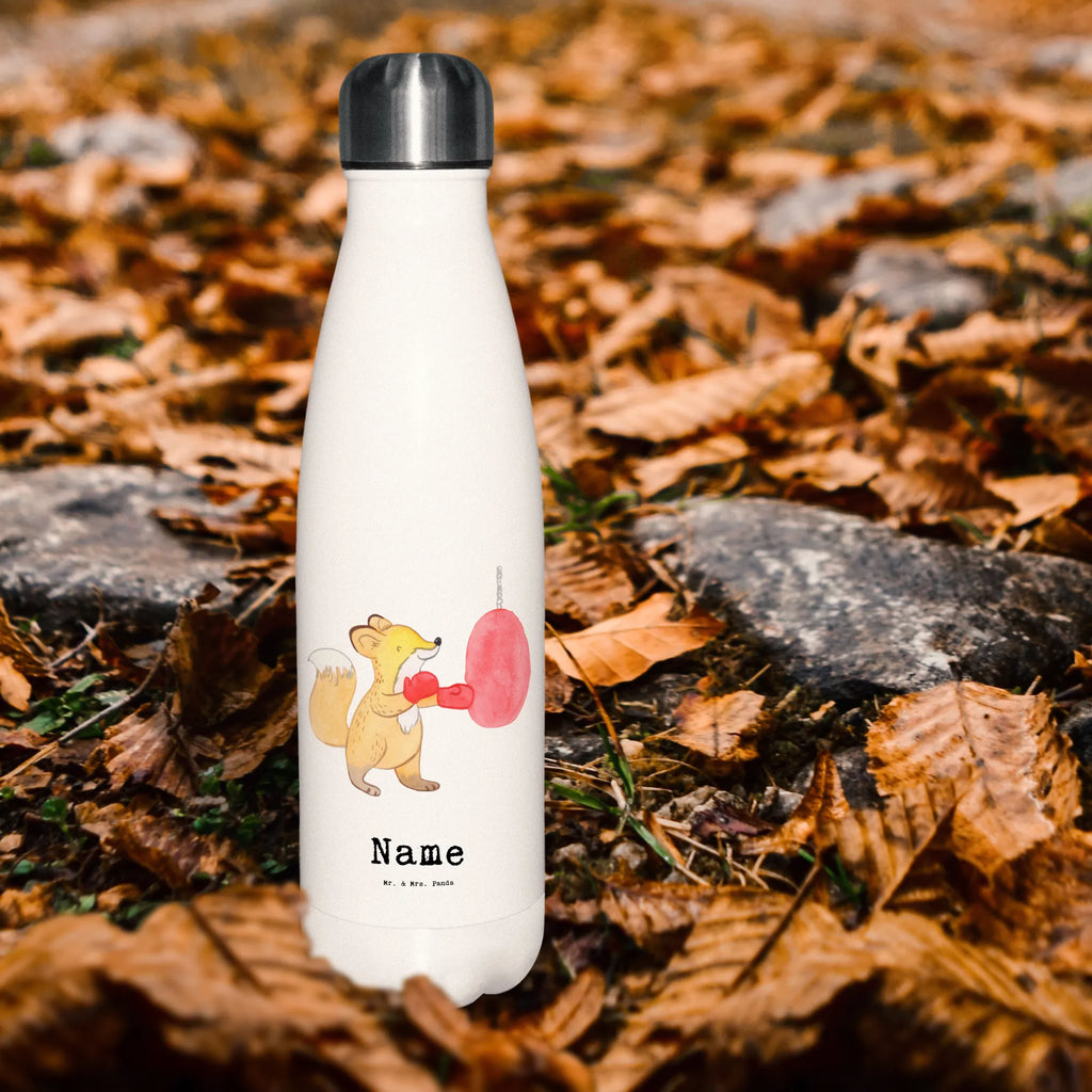 Personalised insulated bottle Fox boxing Gift, sport, hobby, giving, thank you, award, profit, athlete, boxing training, boxing match, boxing