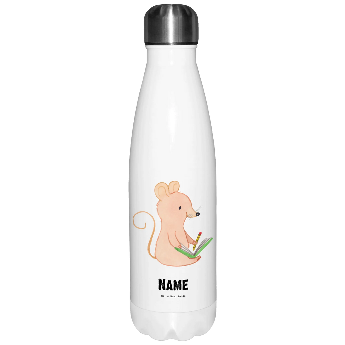 Personalised insulated bottle Mouse Creative writing Gift, sport, hobby, giving, thank you, award, profit, athlete, writing literature, Creative writing, creative writing