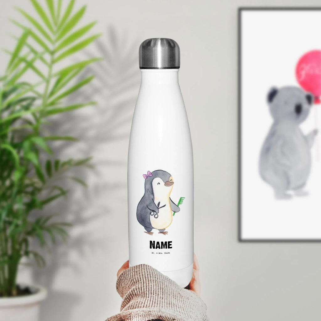 Personalised insulated bottle hairdresser Heart gift, gift idea, best, farewell gift, passing exam, anniversary, retirement, promotion, job start, sayings, funny, profession