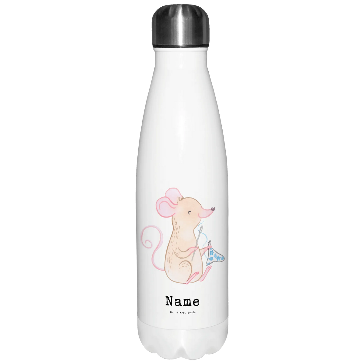 Personalised insulated bottle Mouse Sew Gift, sport, hobby, giving, thank you, award, profit, athlete, DIY, sewing class, Sewing, sewing machine, creative hobby