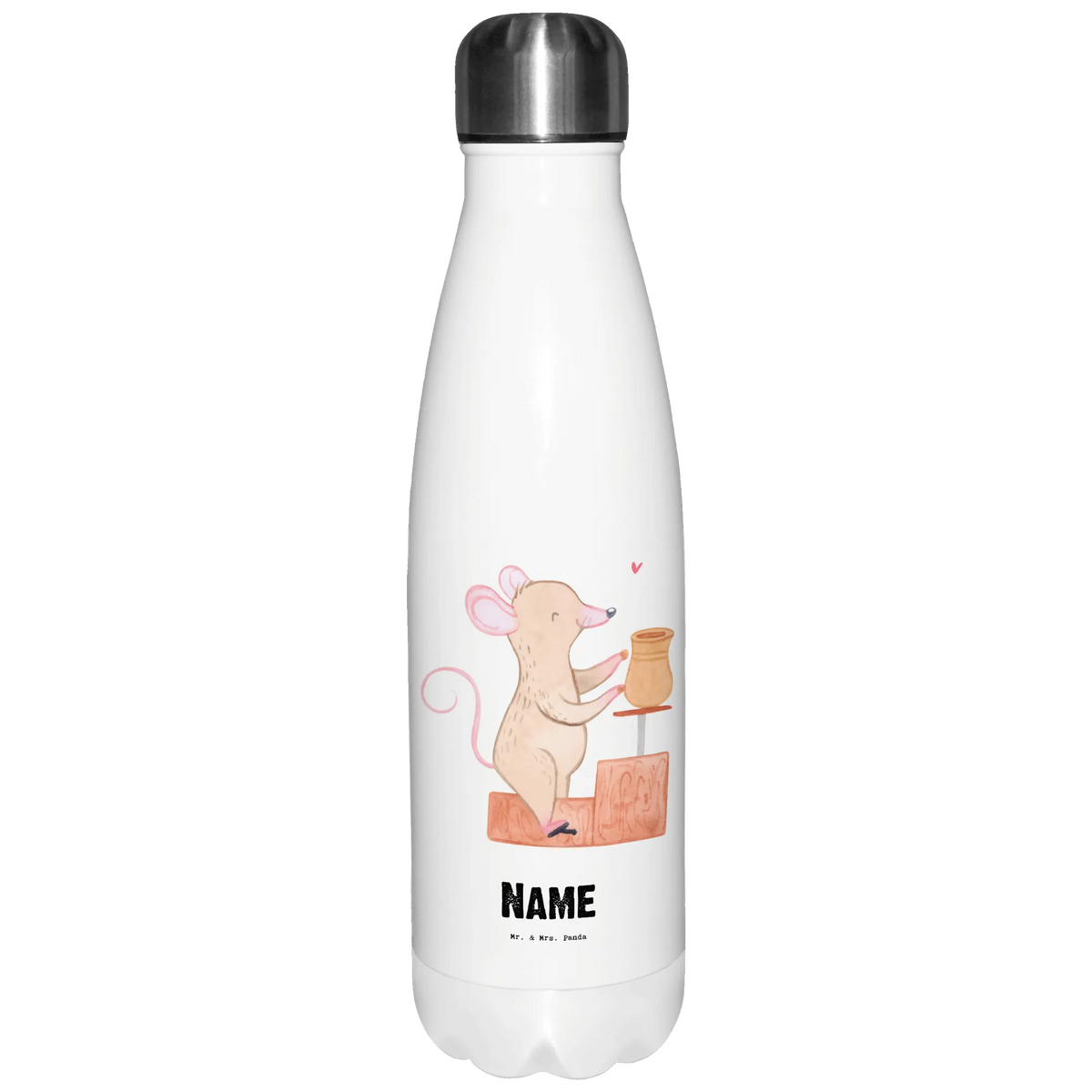 Personalised insulated bottle Mouse pottery Gift, sport, hobby, giving, thank you, award, profit, athlete, Pottery, pottery, pottery class