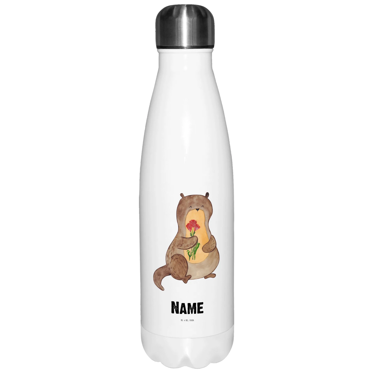 Personalised insulated bottle otter Bunch of flowers otter, marten, sea otter, European otter, water mammal, aquatic animal, baby otter, predator, water, otter gifts, animal lover, gift ideas for animal lovers, animal, mammal, water animal, gifts for people in love, Otter Sea Otter Lake Otter