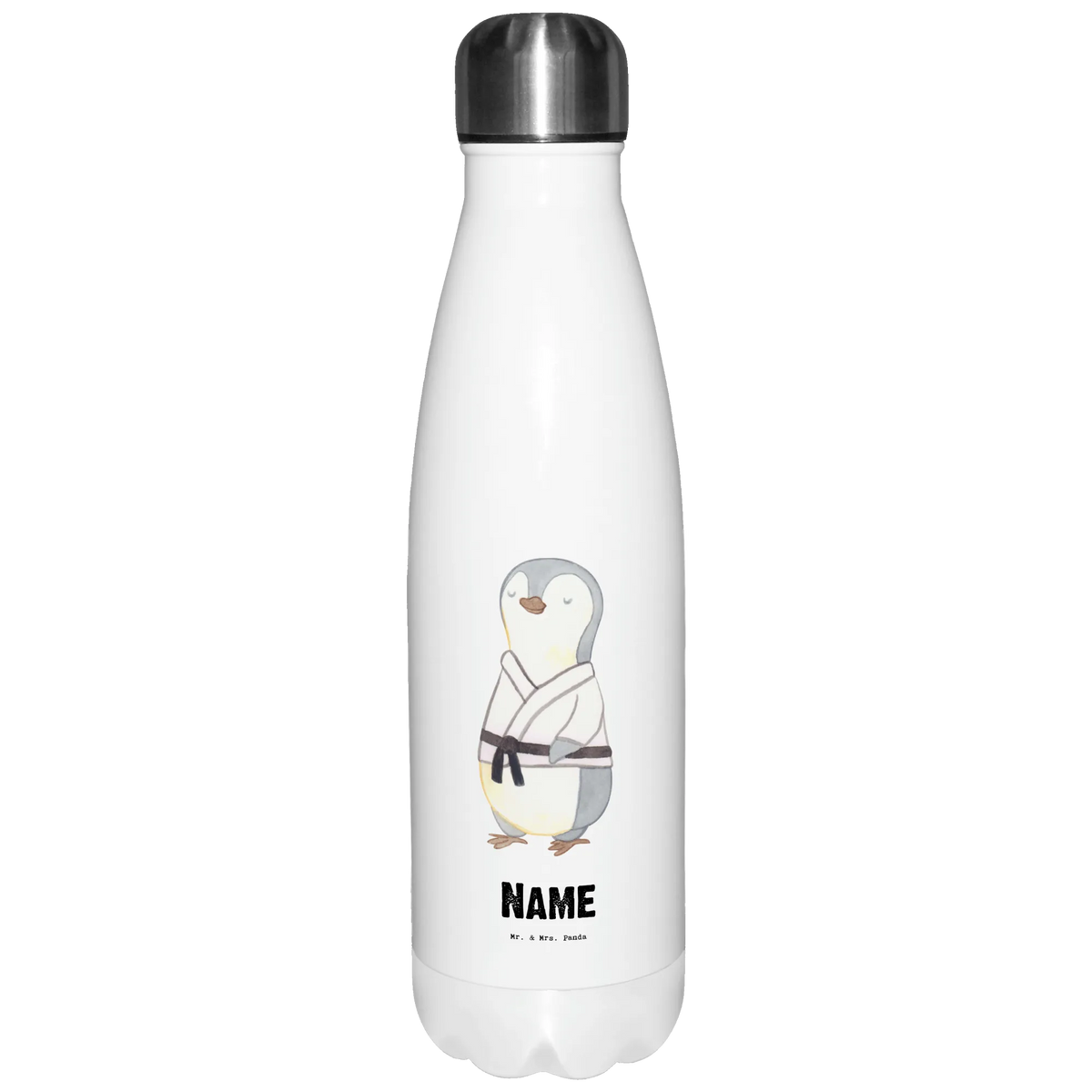 Personalised insulated bottle penguin karate Gift, sport, hobby, giving, thank you, award, profit, athlete, self defense, karate club, Karate, martial arts