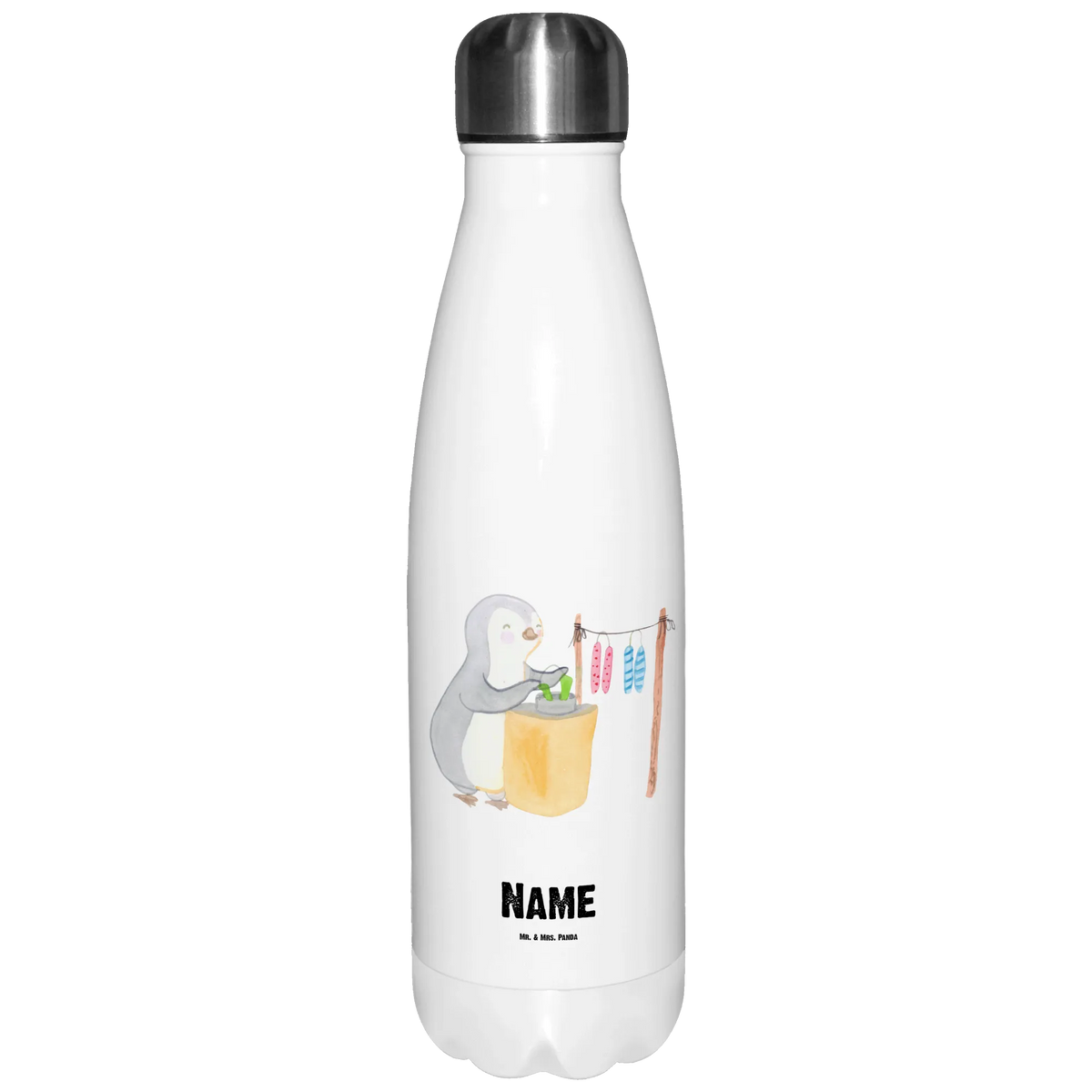 Personalised insulated bottle penguin candle making Gift, sport, hobby, giving, thank you, award, profit, athlete, make decorations, candle making. DIY, Candle making