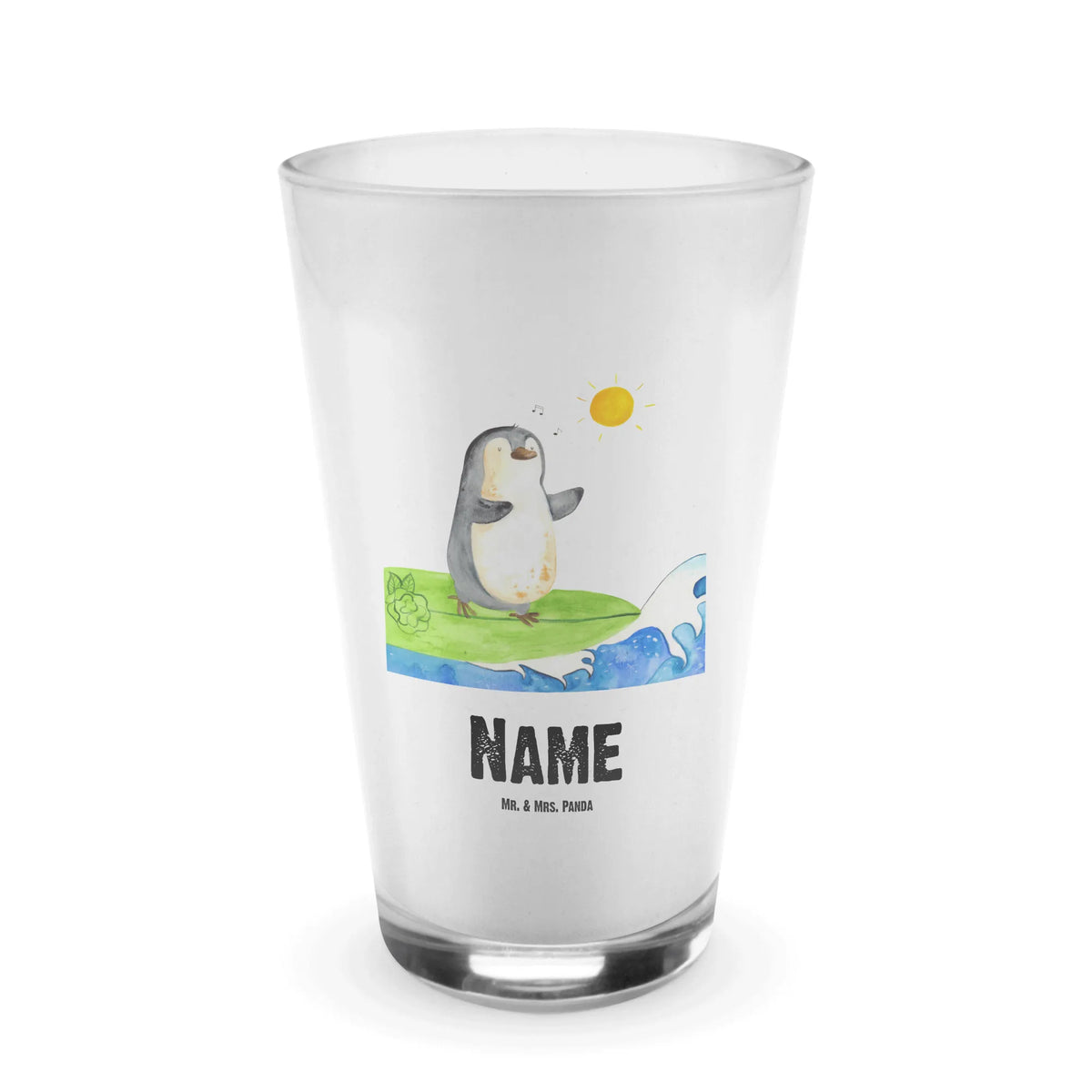 Personalised glass Penguin surfer Penguin, North Pole, Winter, Penguins, holidays, surfing, surfers, Portugal, penguins, waves, Hawaii, wave riding