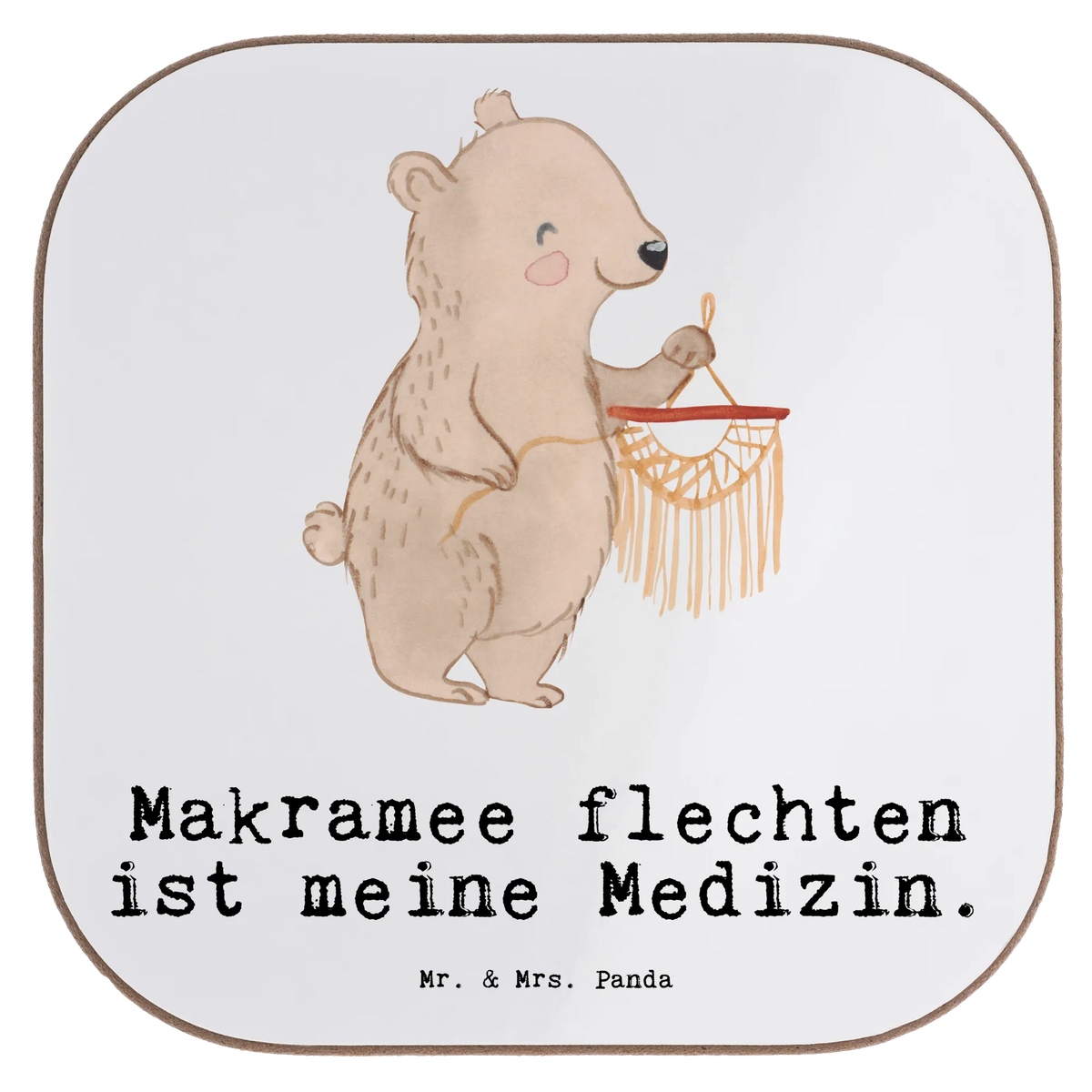 Square coaster bear macrame glass coasters, presents, party, gift, gifts, Coasters, breakfast, Gift, sport, hobby, giving, thank you, award, profit, athlete, crafts, crafts with macrame, Macrame