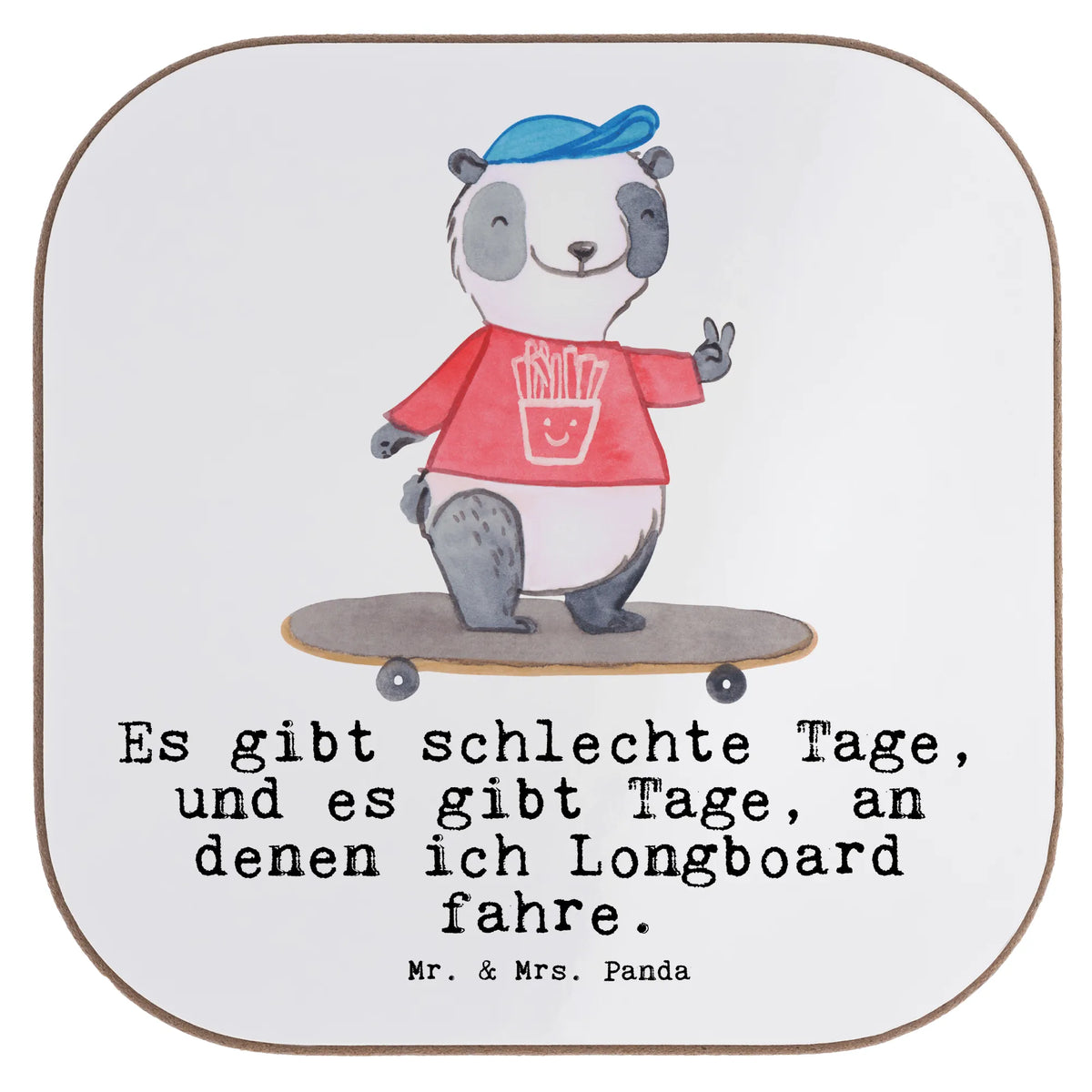 Square coaster panda ride a longboard