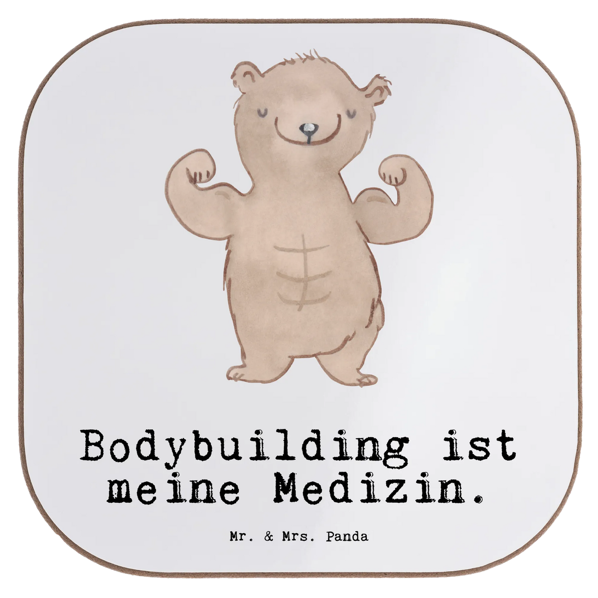 Square coaster bear body building breakfast, gifts, gift, Coasters, glass coasters, party, presents, Gift, sport, hobby, giving, thank you, award, profit, athlete, endurance, Body building, exercise program, training, strength, strength training, condition, competitive sports, fitness, gym, weight lifting, muscle mass, body composition, muscle building, fat loss