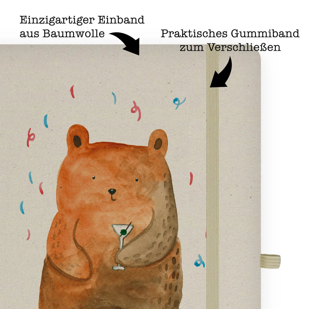 Personalised notebook bear party bear, teddy, teddy bear, cuddly toy, Celebrate, Bring a present, Present, Funny, Good mood, Partying, Birthday, Birthday present, Party