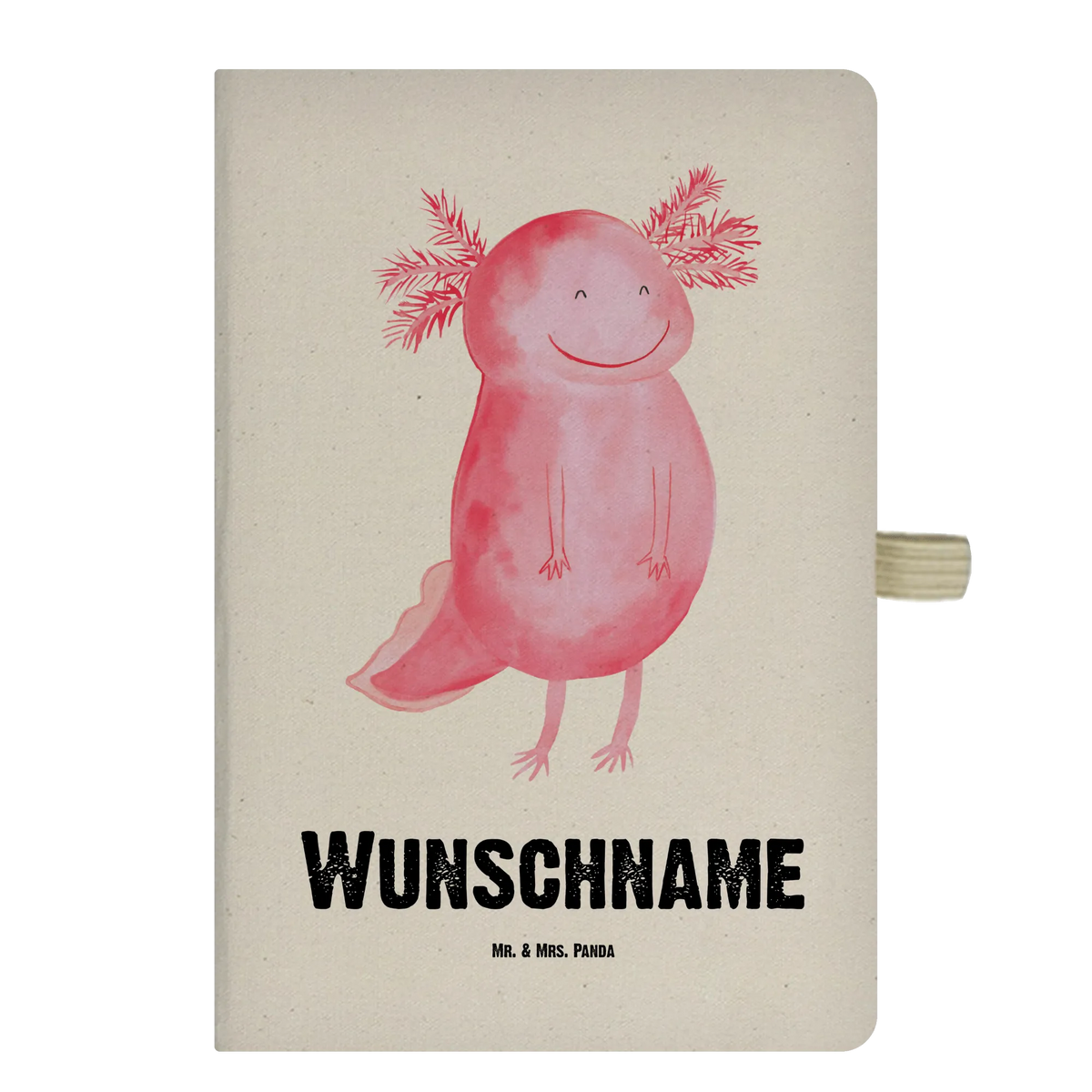 Personalised notebook axolotl Happy Axelotl, marine animals, Mexican walking fish, salamander, good mood, amphibian, tail