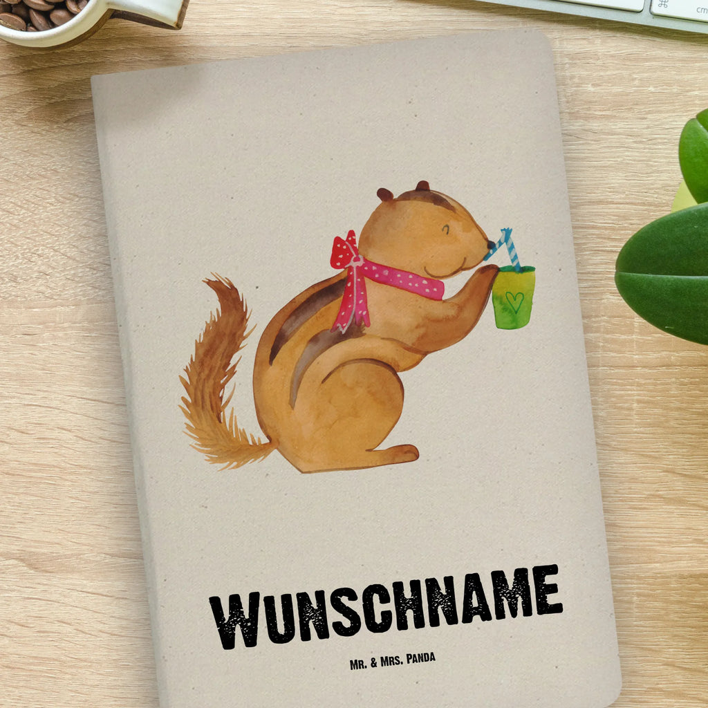 Personalised notebook Squirrel smoothies small animals, cute, funny, cute animal motives, hand drawn, small world, funny sayings, good mood, happy, gifts, gift ideas, special gifts, animal lover, card, chipmunks, diet, Green smoothies, weight loss, squirrels