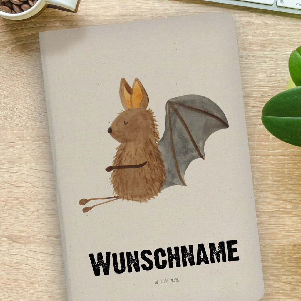 Personalised notebook bat Sit small animals, cute, funny, cute animal motives, hand drawn, small world, funny sayings, good mood, happy, gifts, gift ideas, special gifts, animal lover, card, motivation, bat, relax, bats