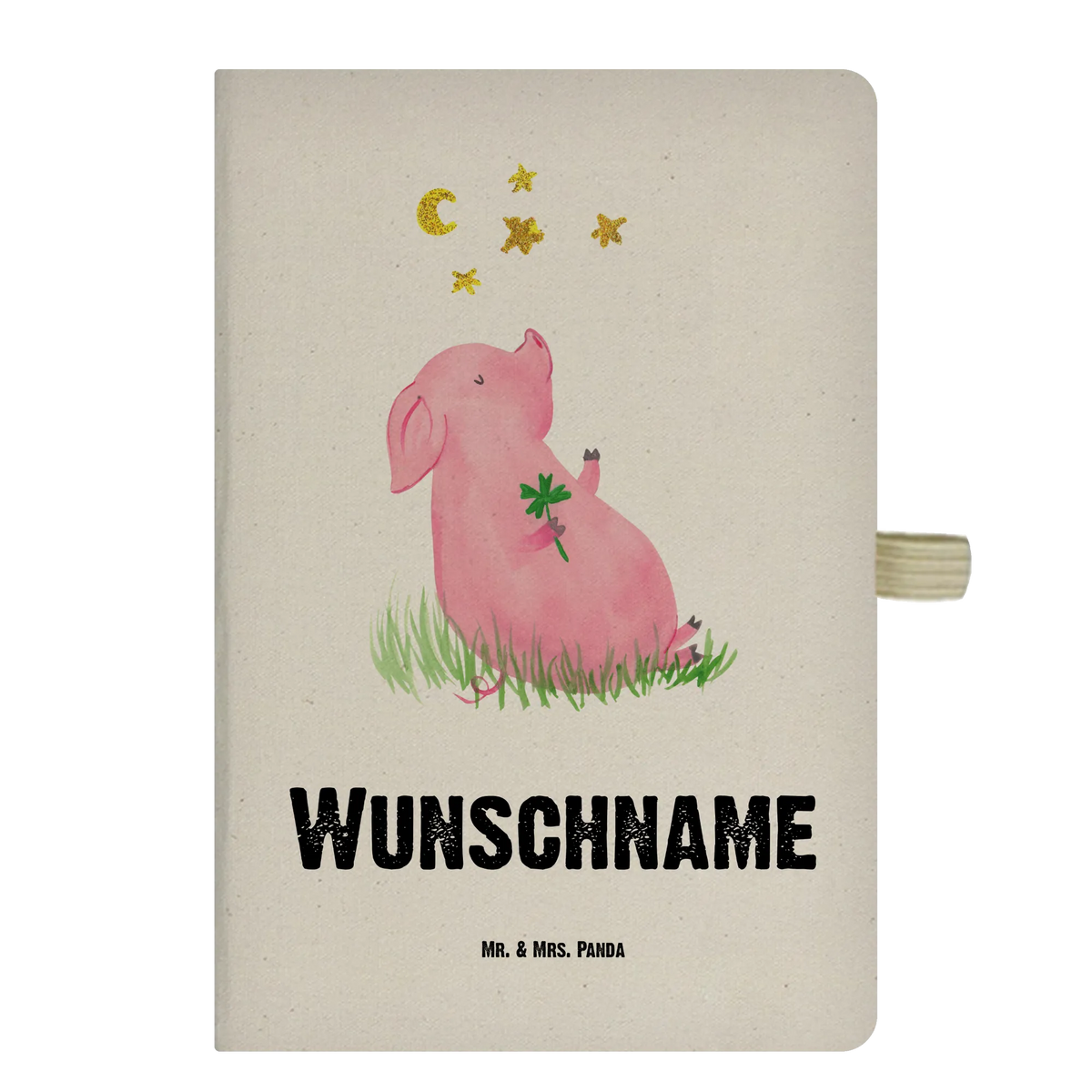 Personalised notebook Pig Luck card, gift ideas, gifts, small animals, cute, cute animal motives, hand drawn, funny sayings, good mood, special gifts, animal lover, asterisks, Lucky bastard. Luck, goals, stars, lucky charm, piglet