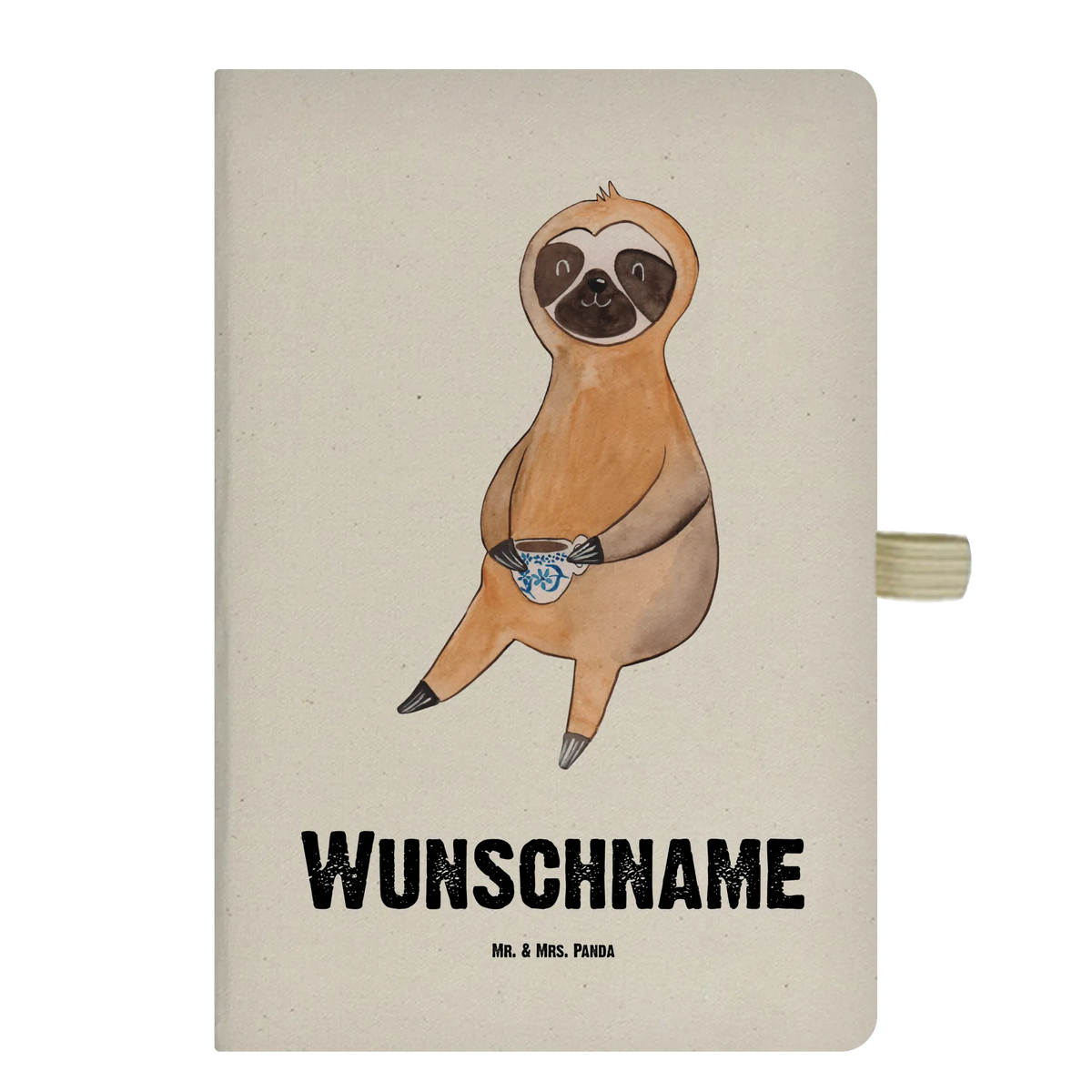 Personalised notebook sloth Coffee trend animal, first coffee, favourite animal, connoisseur, coffee cup, early riser, lazy, morning grumbler
