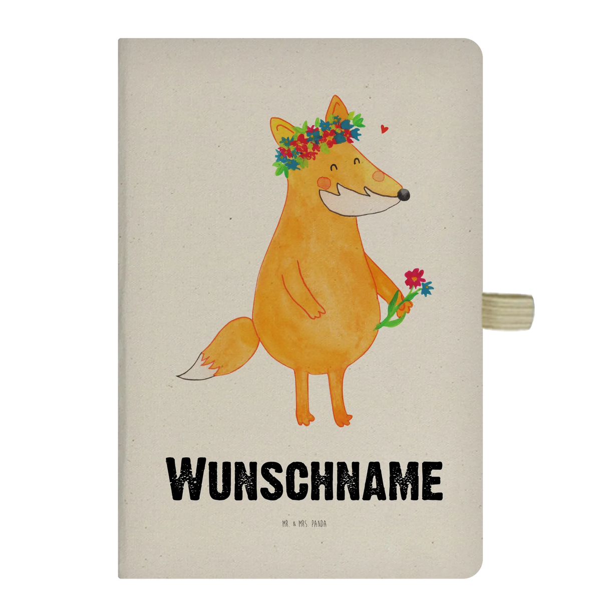 Personalised notebook Fox Flower animal lover, foxes, forest wildlife, clever as a fox, fox girl, me, flower girl, flower, girlfriend, self-love, proof of love, girlfriends, joy, flowers